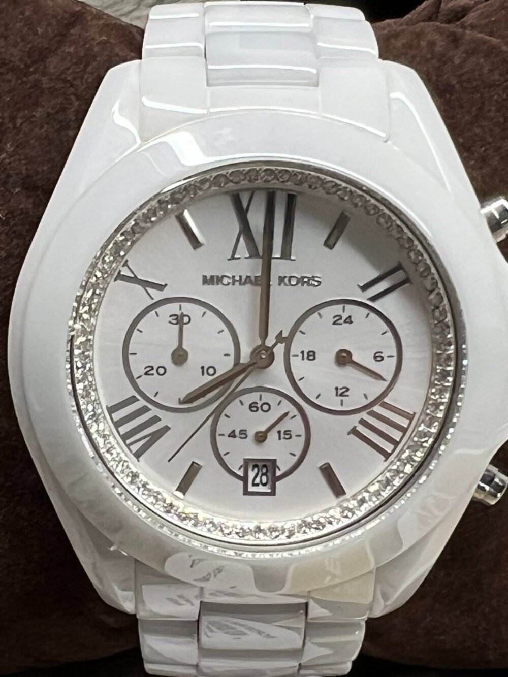 “Michael Kors Bradshaw MK5697 White Ceramic Crystal Watch NWT”
